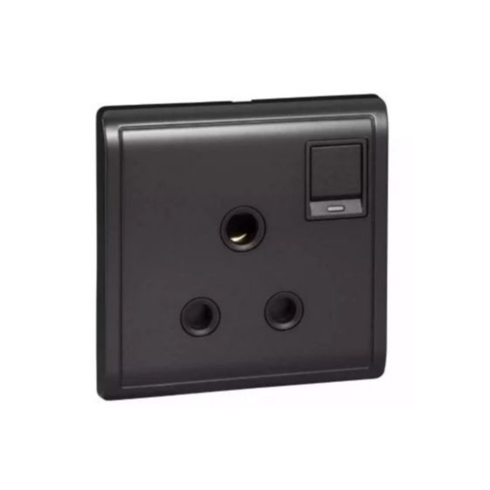 Schneider Electric Switched Socket with Neon 15A 250V 1 Gang 3 Round Pin E8215_15N_MB_G1 Matt Black in Dubai, UAE