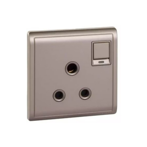 Schneider Electric Pieno 15A 250V 1 Gang 3 Round Pin Switched Socket with Neon E8215_15N_WG_G1 - Wine Gold