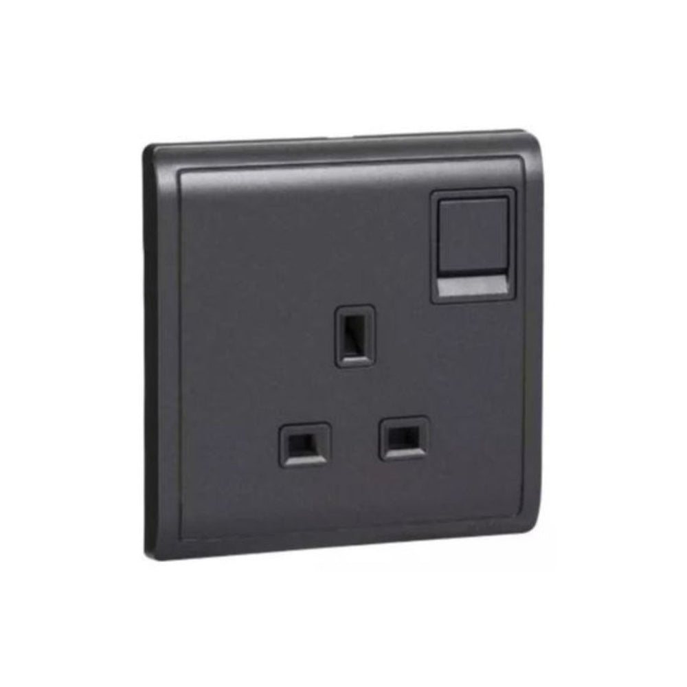 Schneider Electric 1 Gang Switched Socket 13A 250V E8215_MB_G1 Matt Black in Dubai, UAE