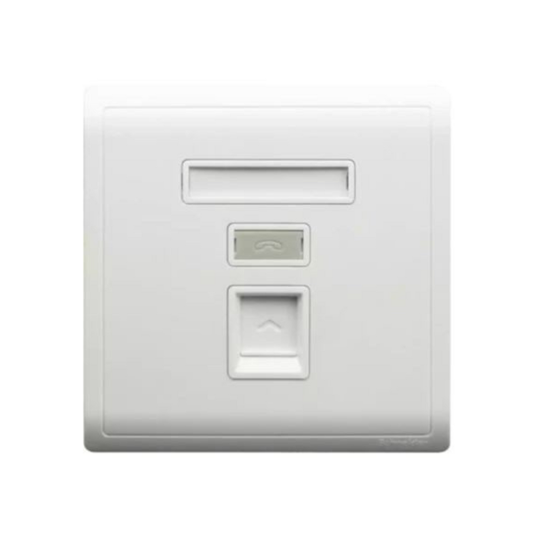 Schneider Electric Pieno 1 Gang Telephone Socket Keystone On Shuttered Wallplate E8231RJS4 in Dubai, UAE