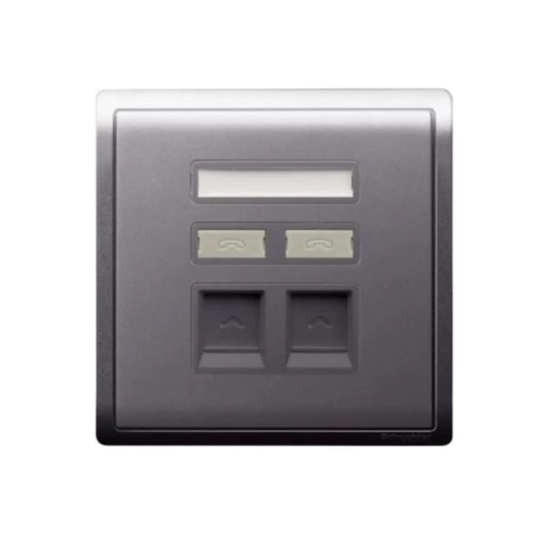 Schneider Electric 2 Gang Telephone Socket Keystone on Shuttered Wallplate E8232RJS4_AS_G1 - Lavendar Silver