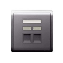 Schneider Electric 2 Gang Telephone Socket Keystone on Shuttered Wallplate E8232RJS4_AS_G1 - Lavendar Silver - Slide 1