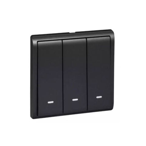 Schneider Electric Pieno 3 Gang 1 Way Switch with Fluorescent Locator 20A 16AX 250V E8233L1F20_MB_G1 - Matt Black
