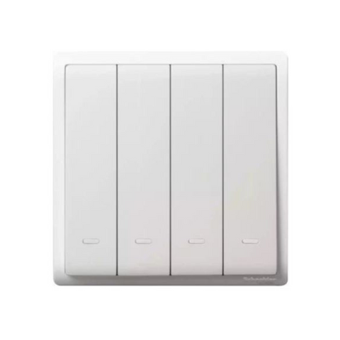 Schneider Electric Pieno 10A 250V 4 Gang 1 Way Switch with Fluorescent Locator E8234L1F
