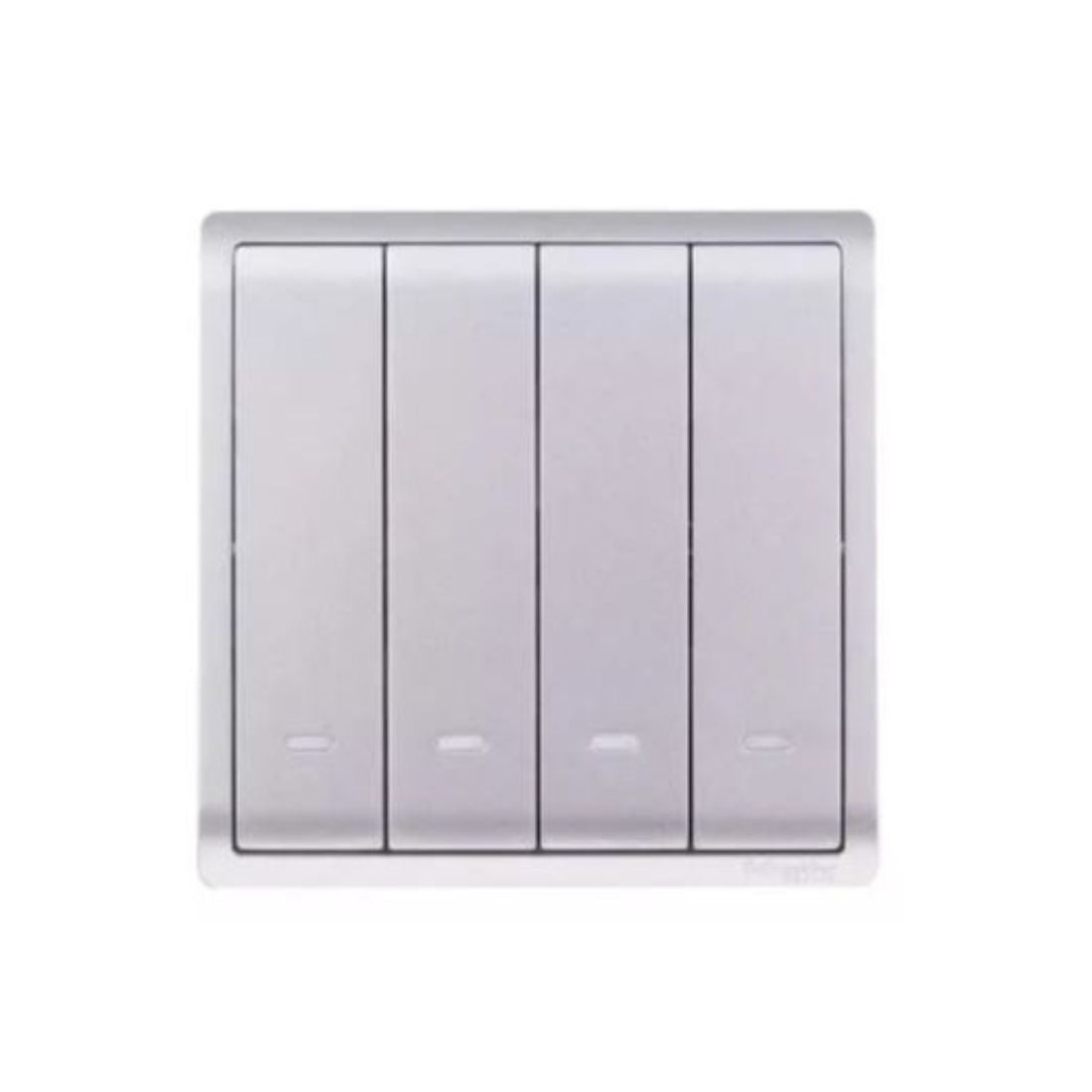 Schneider Electric Pieno Switched with Fluorescent Locator 10AX 250V 1 Way 4 Gang E8234L1F_AS_G1 4G - Aluminium Silver