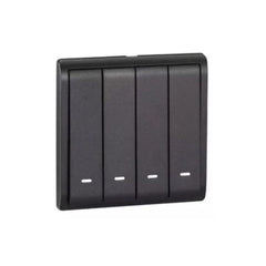 Schneider Electric Pieno 4 Gang 1 Way Switched with Fluorescent Locator 10AX 250V E8234L1F_MB_G1 - Matt Black - Slide 1