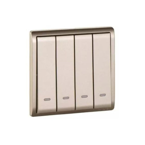 Schneider Electric Pieno 10AX 250V 4 Gang 1 Way Switched with Fluorescent Locator E8234L1F_WG_G1 - Wine Gold