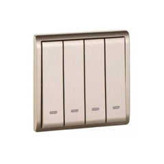 Schneider Electric Pieno 10AX 250V 4 Gang 1 Way Switched with Fluorescent Locator E8234L1F_WG_G1 - Wine Gold - Slide 1