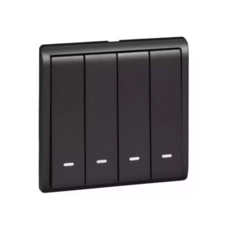 Schneider Electric Pieno 10AX 250V 4 Gang 2 Way Switched with Fluorescent Locator E8234L2F_MB_G1 - Matt Black