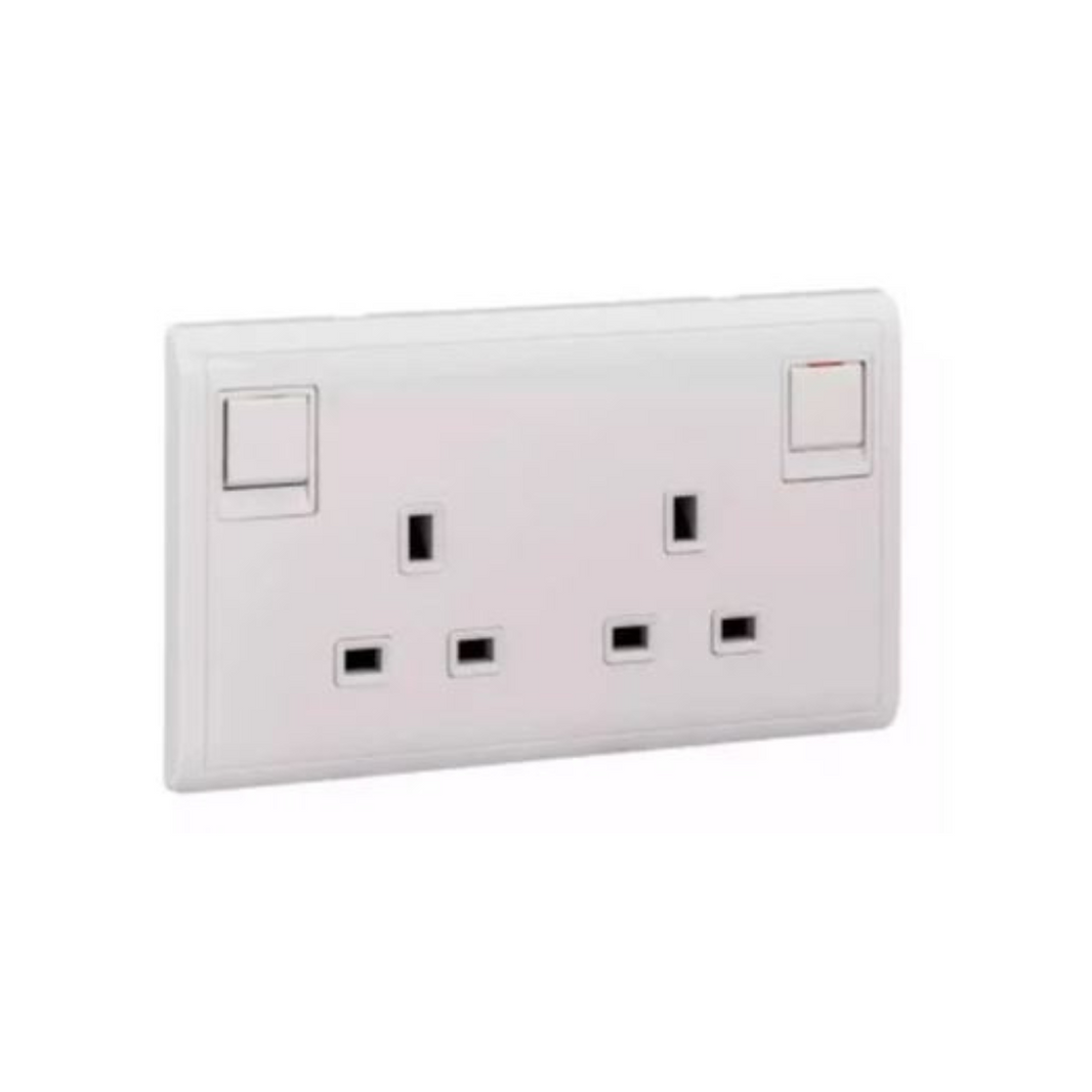 Schneider Electric Pieno Switched Socket 13A 250V 2 Gang E82T25 White in Dubai, UAE