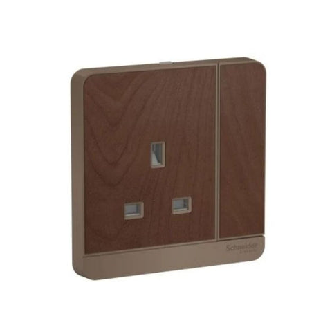 Schneider Electric AvatarOn Switched Socket 3P 13A 250V LED E8315N_WD_G12 - Wood