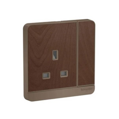 Schneider Electric AvatarOn Switched Socket 3P 13A 250V E8315_WD_G12 - Wood - Slide 1