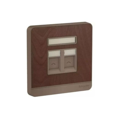 Schneider Electric AvatarOn Wallplate for 2 Keystone RJ45 E8332RJS_WD - Wood