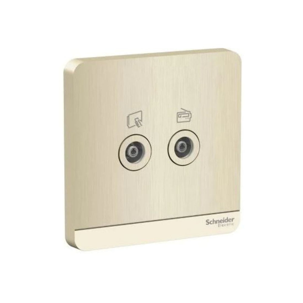 Schneider Electric TV R Socket 75 Ohm E8332TVFMM_GH - Metal Gold Hairline