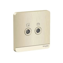Schneider Electric TV R Socket 75 Ohm E8332TVFMM_GH - Metal Gold Hairline - Slide 1