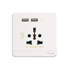 Schneider Electric AvatarOn 2 USB Charger + Socket Outlet 16A Glossy - Polar White - Slide 1
