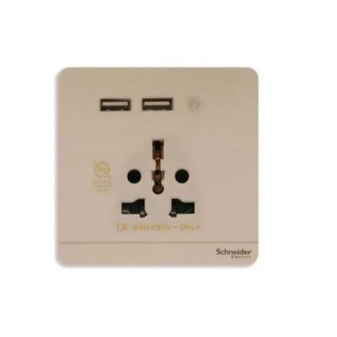 Schneider Electric AvatarOn 2 USB Charger + Socket-Outlet 16A 2P E8342616USB_WG - Wine Gold