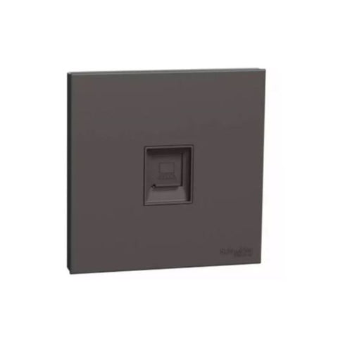 Schneider Electric AvatarOn C Telephone Socket Keystone on Shuttered Wallplate E8731RJS4_DG 1G - Dark Grey