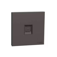 Schneider Electric AvatarOn C Telephone Socket Keystone on Shuttered Wallplate E8731RJS4_DG 1G - Dark Grey - Slide 1