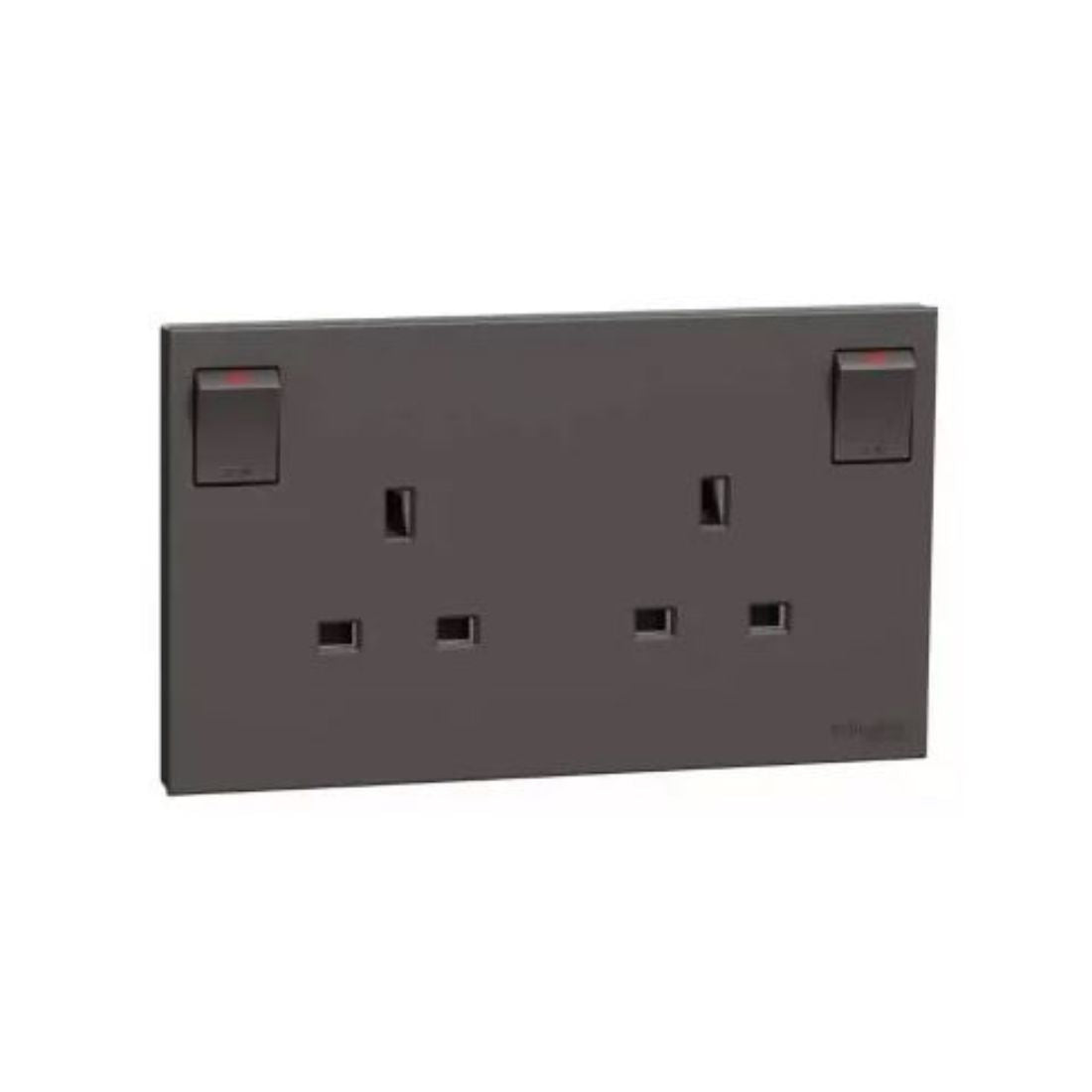 Schneider Electric E87T25N_DG Switched Socket 13A, 250V, 2 Gang with LED - Dark Grey