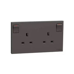 Schneider Electric E87T25N_DG Switched Socket 13A, 250V, 2 Gang with LED - Dark Grey - Slide 1