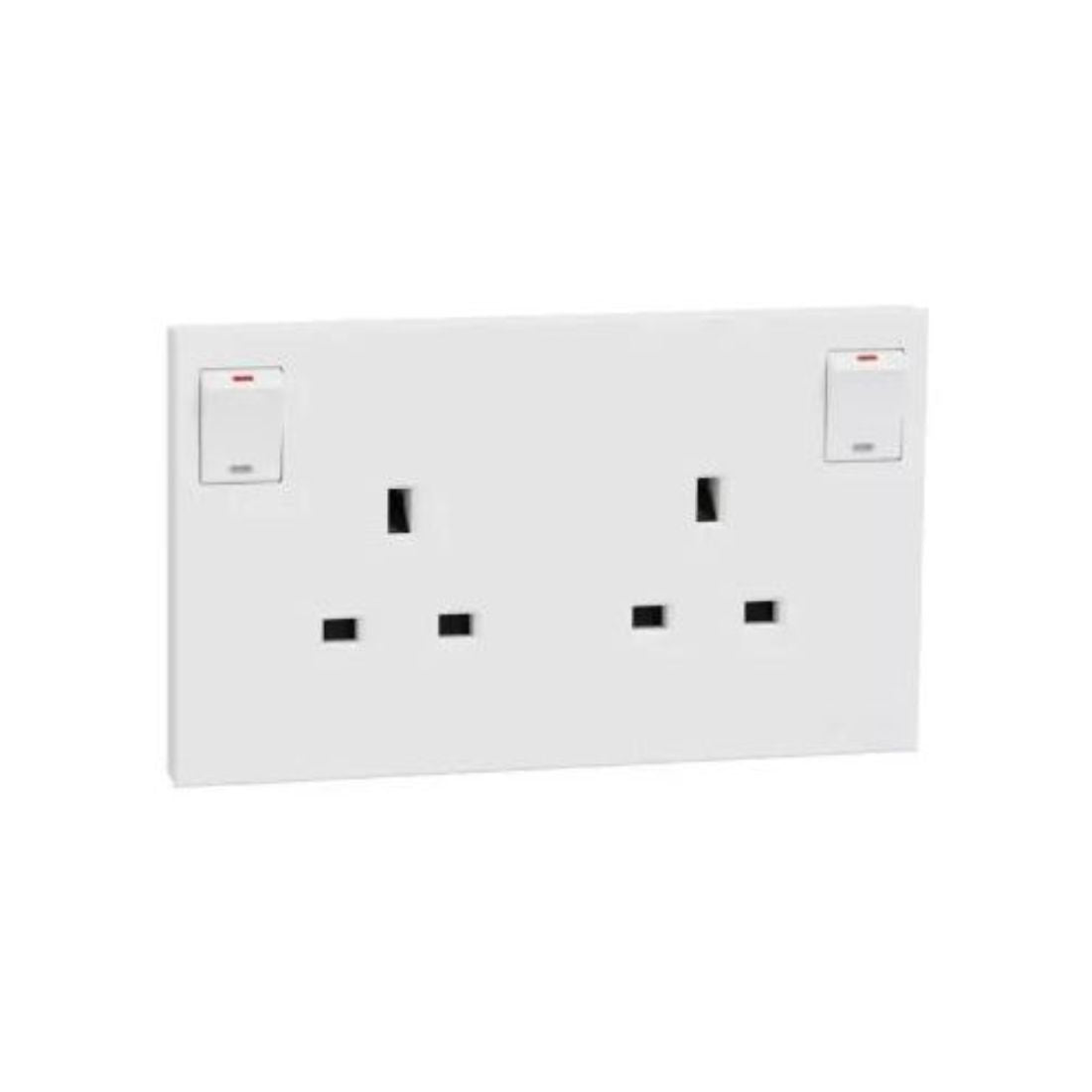 Schneider Electric E87T25N_WE Switched Socket 13A, 250V, 2 Gang with LED - White