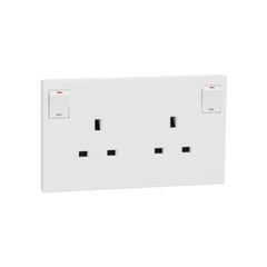 Schneider Electric E87T25N_WE Switched Socket 13A, 250V, 2 Gang with LED - White - Slide 1