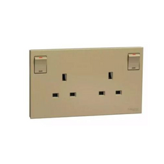 Schneider Electric E87T25N_WG Switched Socket 13A, 250V, 2 Gang with LED - Wine Gold - Slide 1