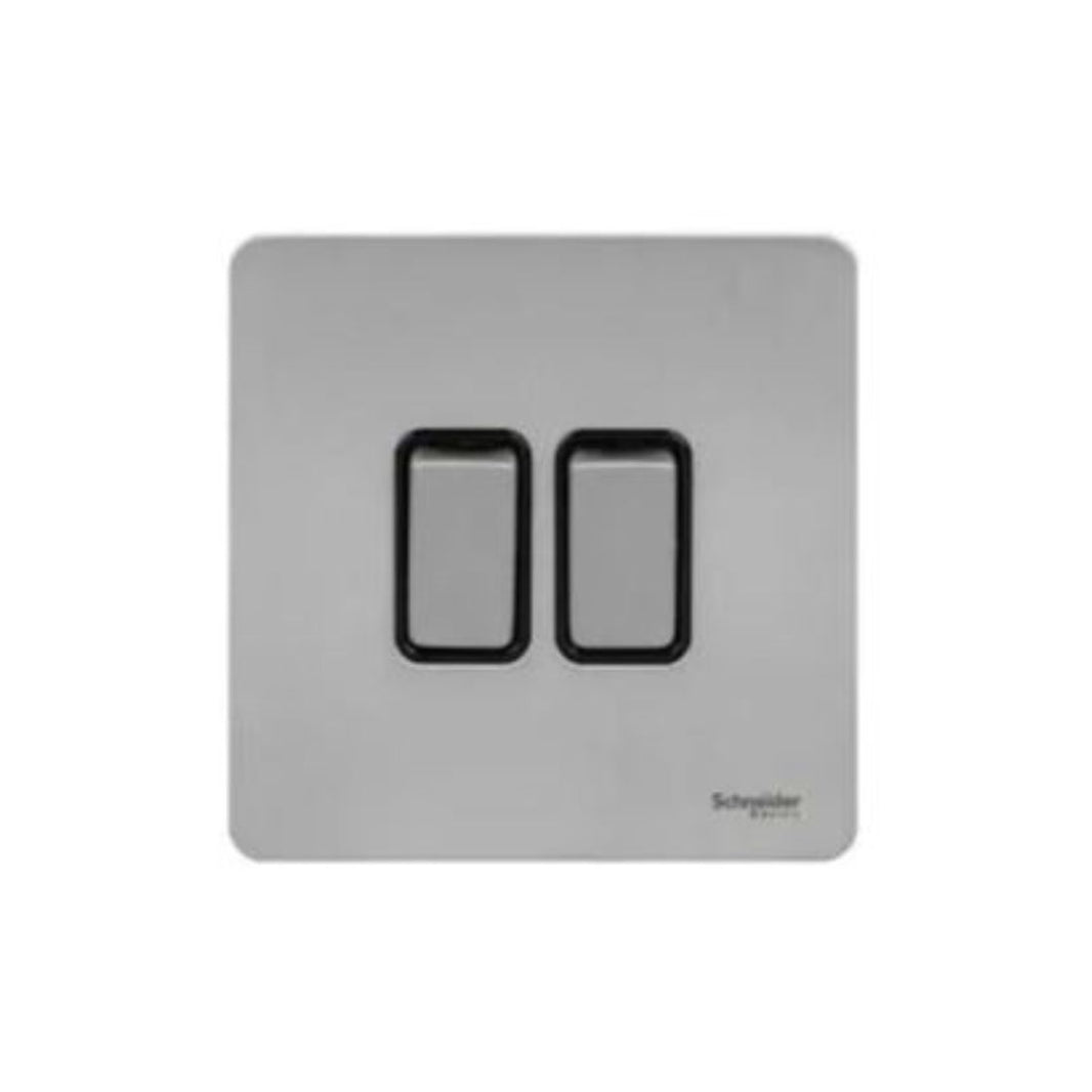 Schneider Electric Ultimate Screwless Flat Plate Rocker Plate Switch 2 Gangs GU1422BSS Stainless Steel in Dubai, UAE