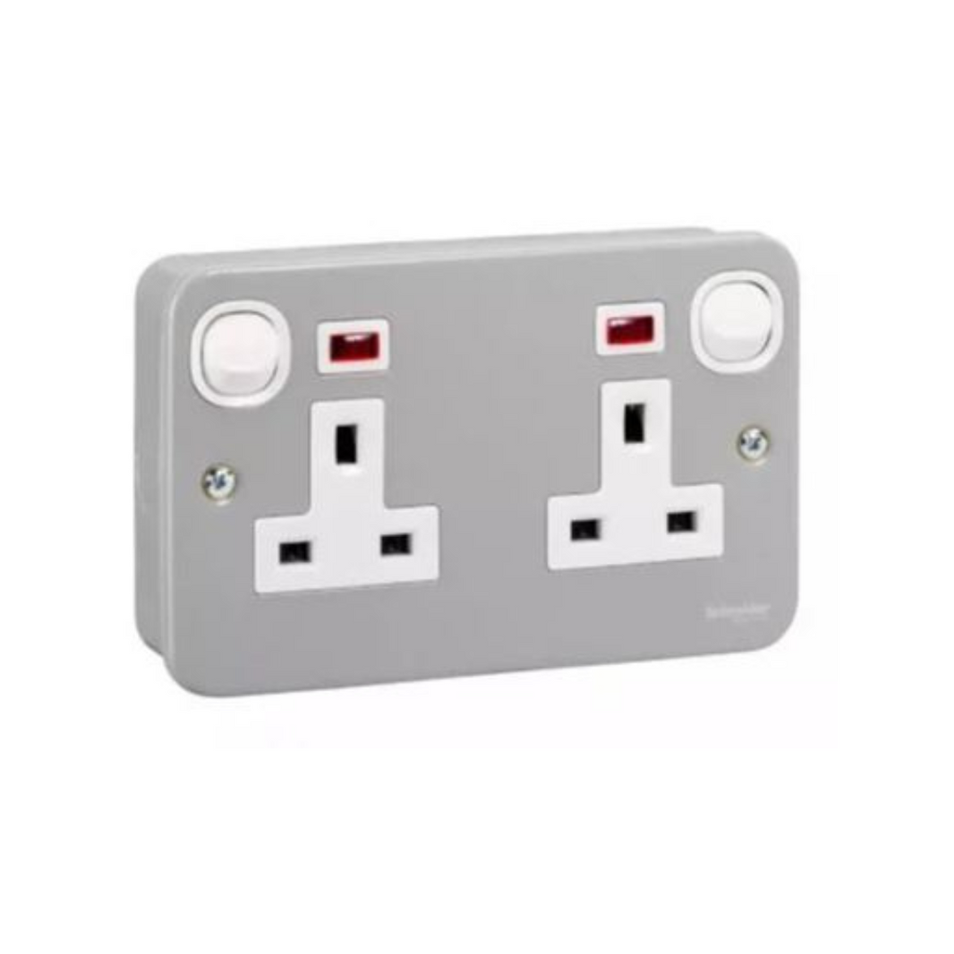 Schneider Electric S-Classic ESM Series Switched Socket with Neon 13A 250V 2 Gangs ESM25N in Dubai, UAE