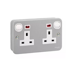 Schneider Electric S-Classic ESM Series Switched Socket with Neon 13A 250V 2 Gangs ESM25N - Slide 1