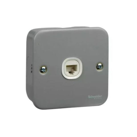 Schneider Electric Data Socket Outlet ESM Metal 1 Gang ESM31RJ88A - Dark Grey