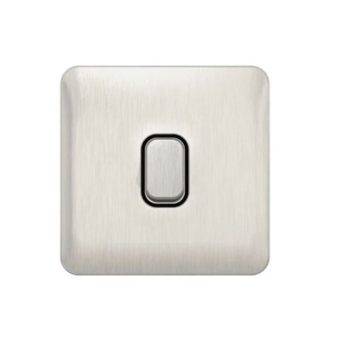 Schneider Electric Lisse 1 Gang 2 Way Plate Switch 10AX GGBL1012BSS - Stainless Steel With Black Interior