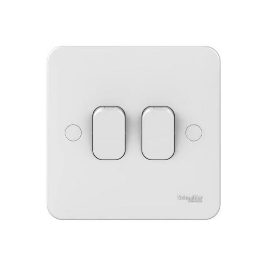 Schneider Electric Lisse 2 Way 2 Gangs Plate Switch 20AX GGBL102220S - White