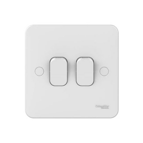 Schneider Electric Lisse 2 Way 2 Gangs Plate Switch 20AX GGBL102220S - White
