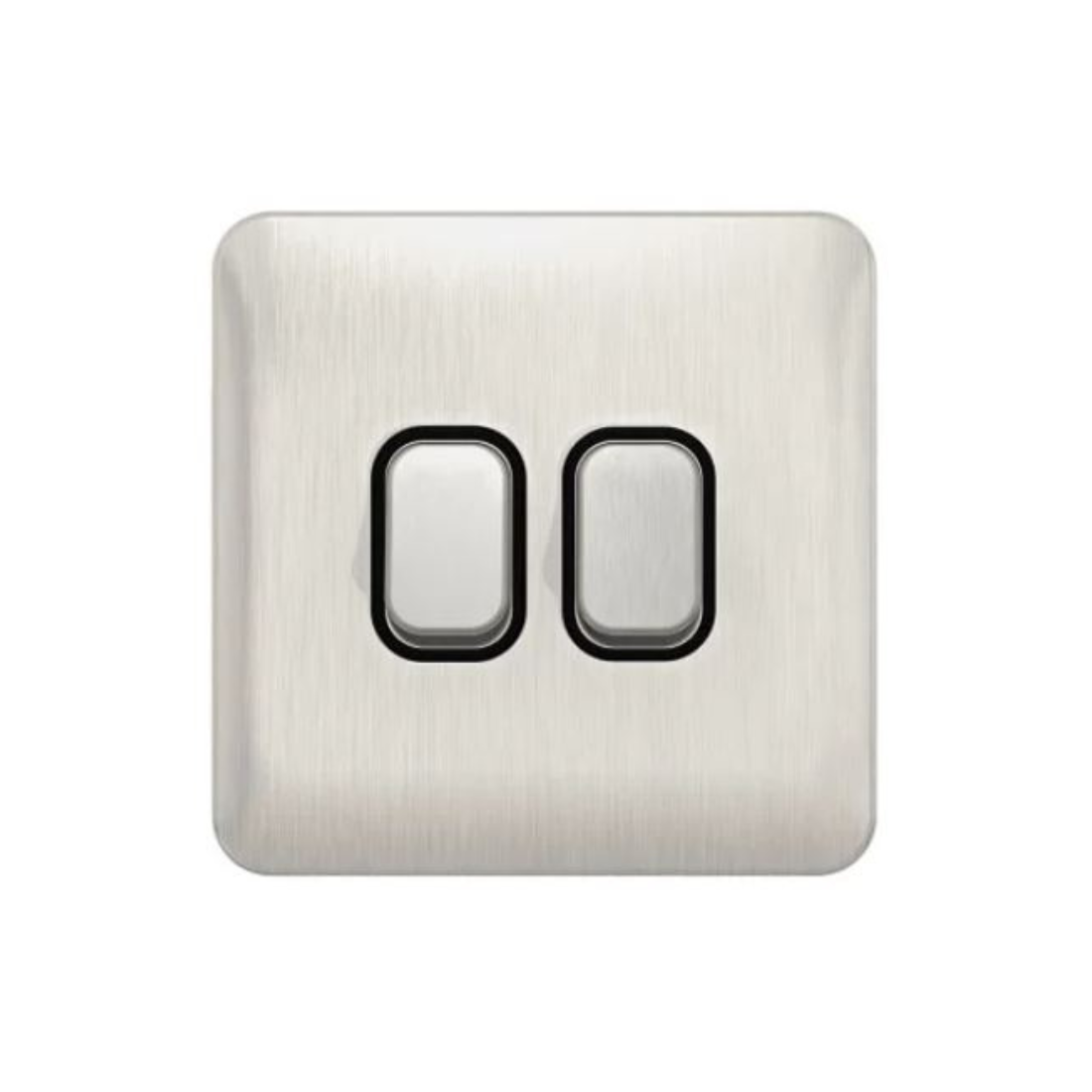 Schneider Electric Lisse 2 Gang 2 Way Plate Switch 10AX GGBL1022BSS - Stainless Steel with Black Interior