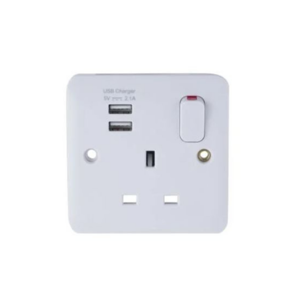 Schneider Electric Lisse White Moulded Single Socket Combined 2 x USB SP. 2.1 A GGBL30102USBAS White in Dubai, UAE