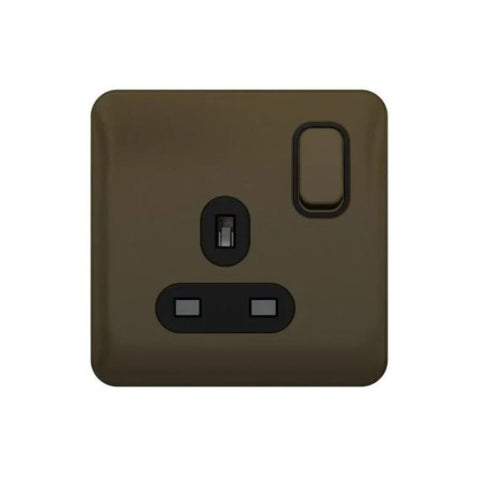 Schneider Electric Lisse Switched Socket 13A 1 Gang GGBL3010BMBSG - Mocha Bronze with Black