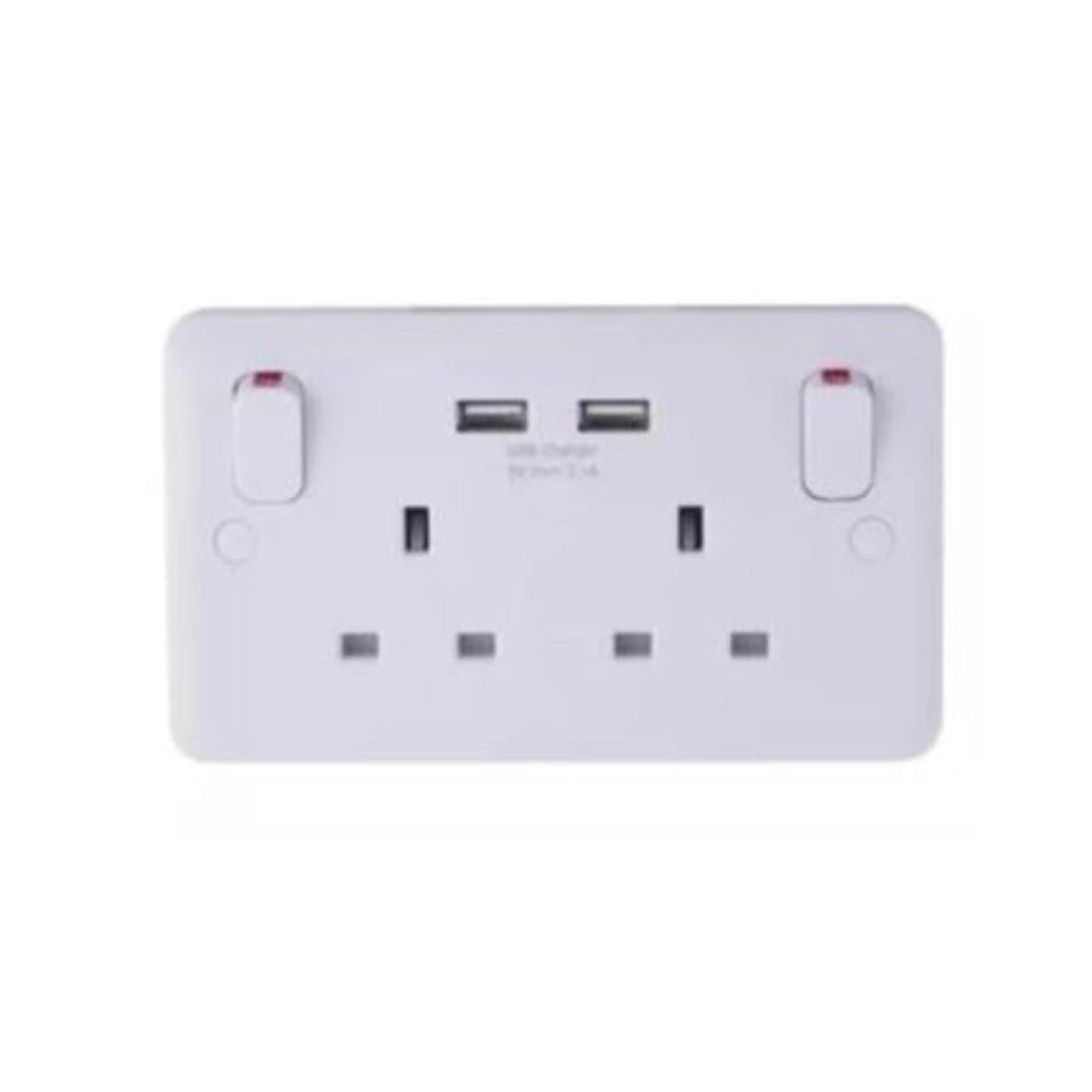 Schneider Electric Lisse White Moulded Twin Socket Combined 2 x USB SP 2.1 A GGBL30202USBAS White in Dubai, UAE