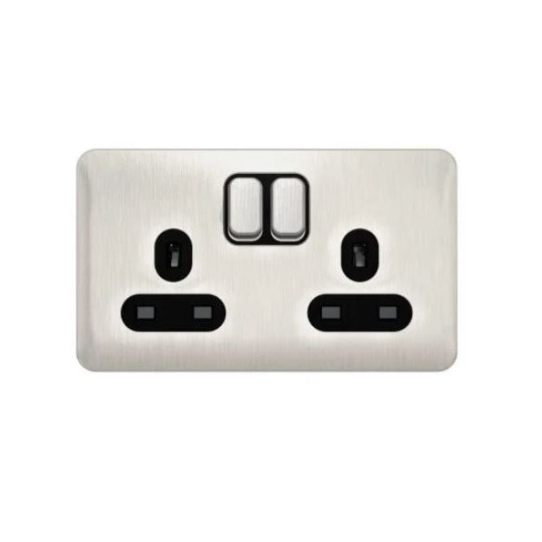 Schneider Electric Lisse Switched Socket 13A 2 Gang GGBL3020BSSSG - Stainless Steel with Black Interior