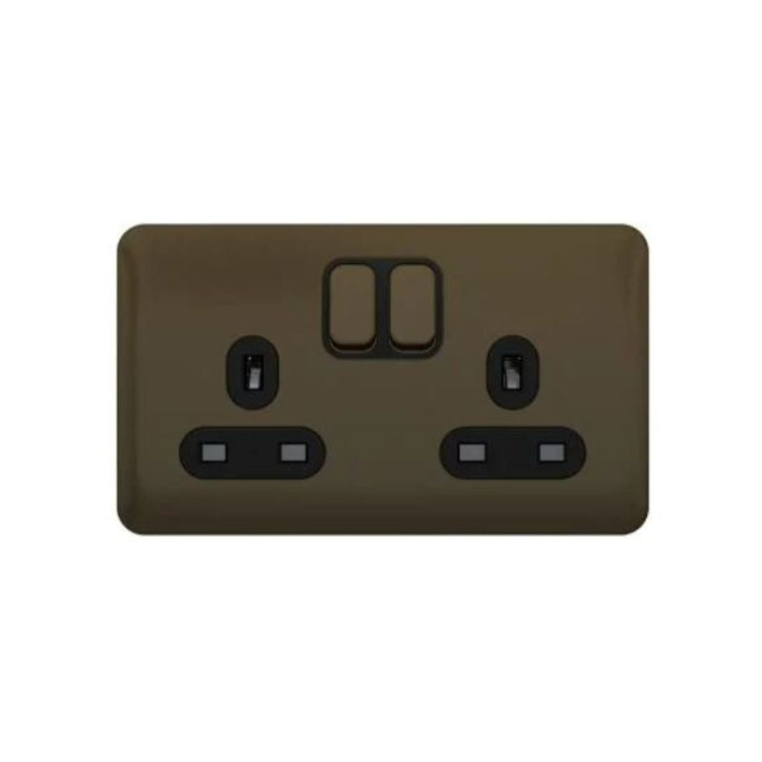 Schneider Electric Lisse Switched Socket 2 Gangs 13A DP GGBL3020DBMB - Mocha Bronze with Black