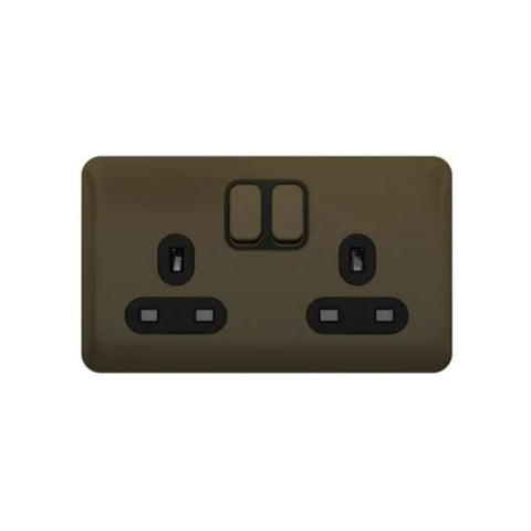 Schneider Electric Lisse Switched Socket 2 Gangs 13A DP GGBL3020DBMB - Mocha Bronze with Black