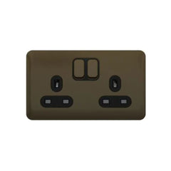 Schneider Electric Lisse Switched Socket 2 Gangs 13A DP GGBL3020DBMB - Mocha Bronze with Black - Slide 1