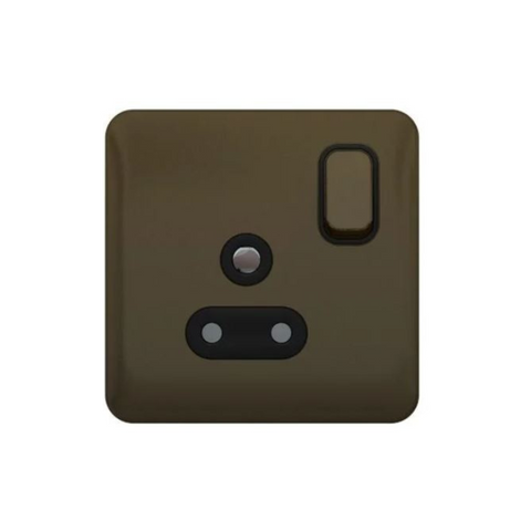 Schneider Electric Lisse Round Pin Switched Socket 5A 1 Gang GGBL3081BMB - Mocha Bronze with Black Interior