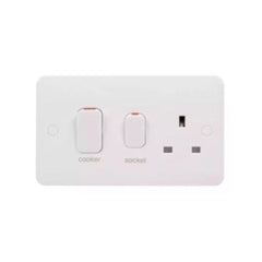 Schneider Electric Lisse Cooker Control Unit 2 Gangs LED 45A DP White Moulded GGBL4001S - White - Slide 1