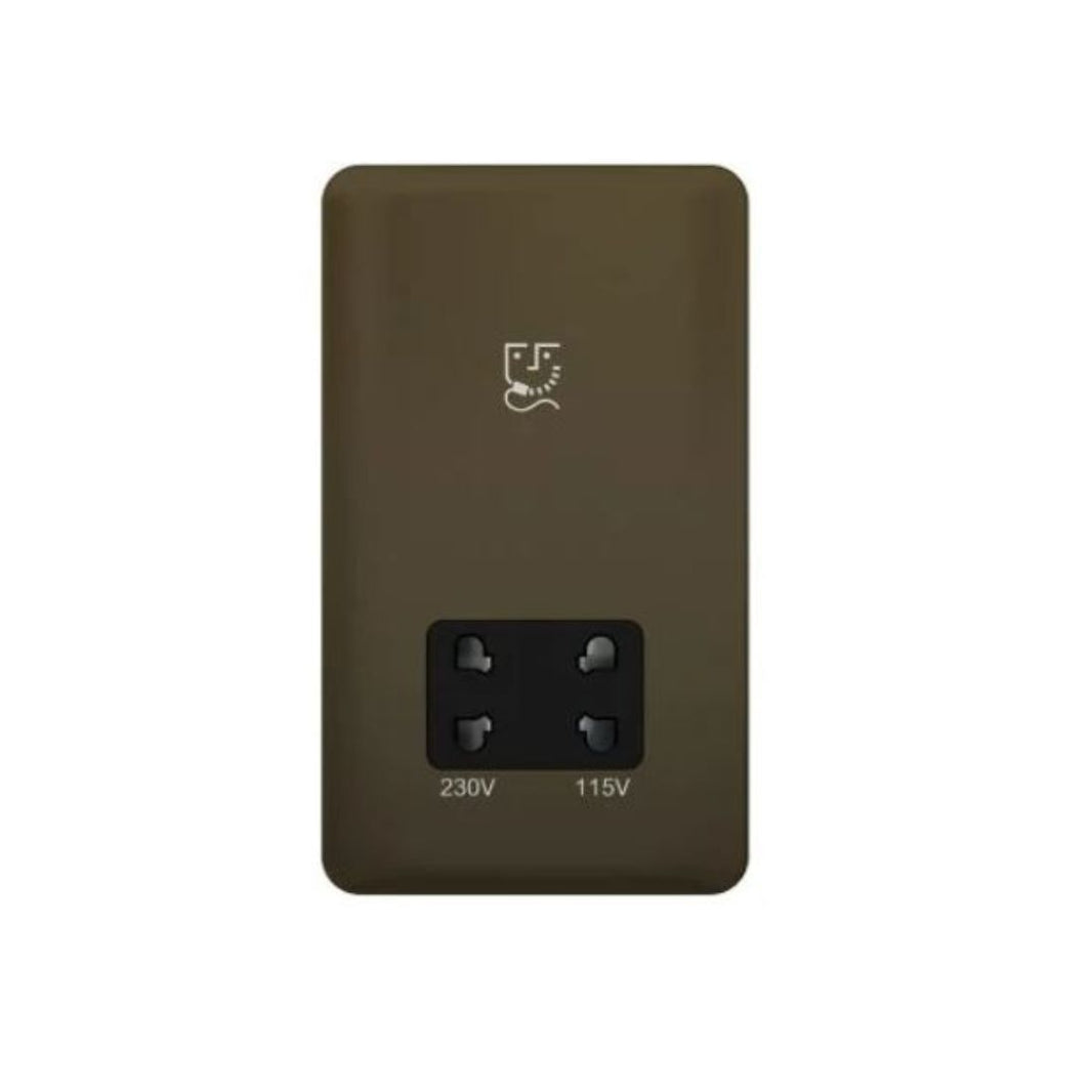 Schneider Electric Lisse Shaver Socket 2 Gang 115/230V GGBL7090BMBS Mocha Bronze with Black Interior in Dubai, UAE