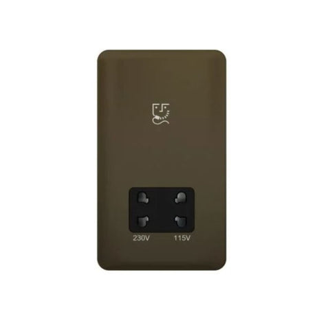 Schneider Electric Lisse Shaver Socket 2 Gang 115/230V GGBL7090BMBS - Mocha Bronze with Black Interior