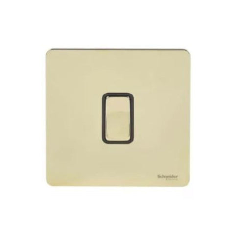 Schneider Electric Ultimate Screwless Flat Plate Switch 1 Pole 2 Way 1 Gang GU1412BPB - Brass