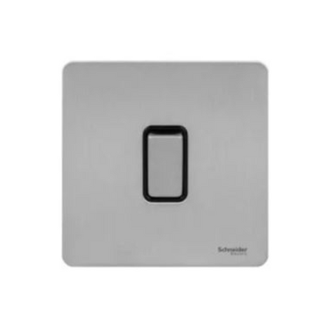Schneider Electric Ultimate Screwless Flat Plate Rocker Plate Switch 1 Gang GU1412BSS - Stainless Steel
