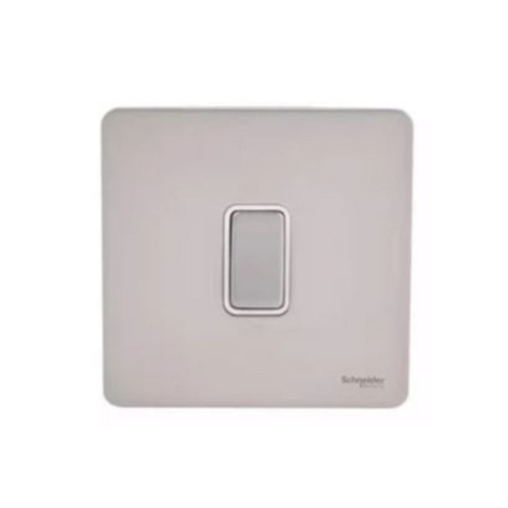 Schneider Electric Ultimate Screwless Flat Plate Rocker Switch 1 Gang GU1412RWPN Pearl Nickel in Dubai, UAE